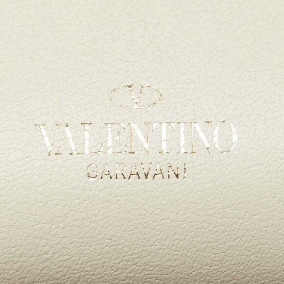 Valentino White Leather and Rockstud Bi-Fold Compact Wallet - Picture 6 of 9